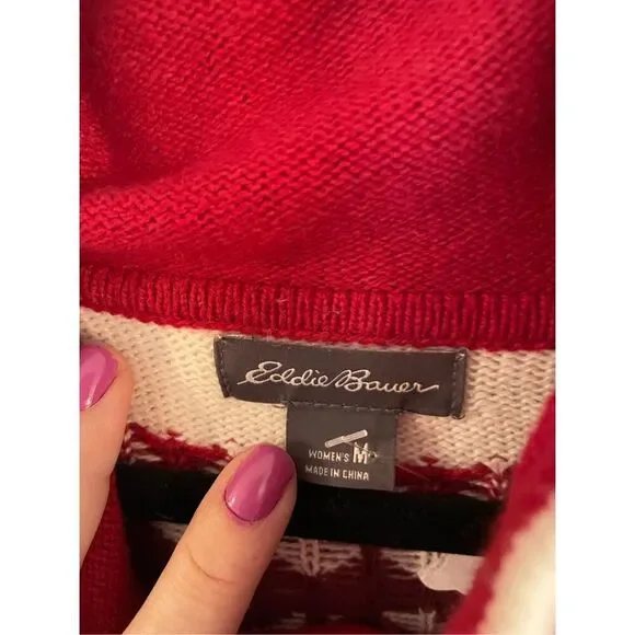 Eddie Bauer wool fairisle Cowlneck sweater m - Picture 4 of 9